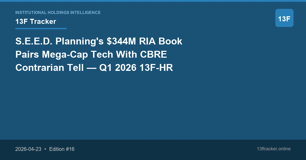 S.E.E.D. Planning's $344M RIA Book Pairs Mega-Cap Tech With CBRE Contrarian Tell — Q1 2026 13F-HR